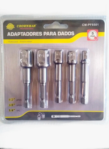 5  Adaptadores   Dados  Crownman   1/4_3/8_1/2 PuLG.