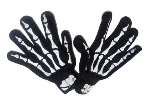 Super Pack Guantes Textil Huesos Calavera Jumbo Con Bufanda