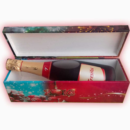 Imagen 2 de 9 de Caja De Madera Personalizada Con Bebida!! (champagne)
