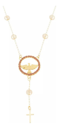 Colar Feminino Semijoia Divino Espírito Santo Banhado A Ouro Cor Dourado