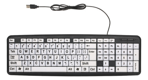 Teclado Cable Usb Teclas Blancas Grandes Letras Negras Hombr