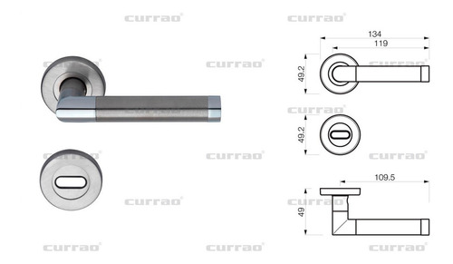 Manija Currao Tropea Simple De Aluminio Con Terminacion Acerado Manija Para Puerta Picaporte