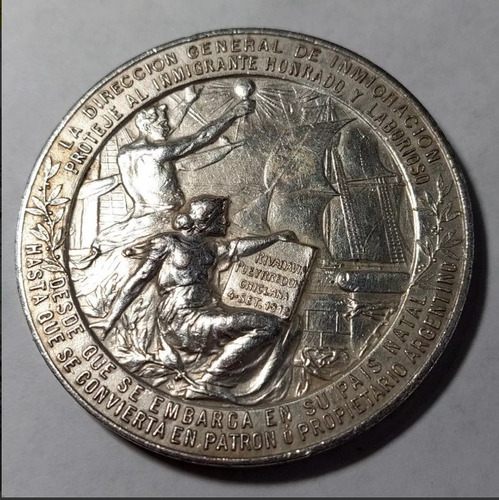 Medalla Protección Al Inmigrante Año 1912 - Metal - 648