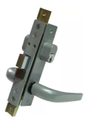 Chapa Doble Manija Para Aluminio Herralum Doble Cilindro Con Llave Acabado Gris