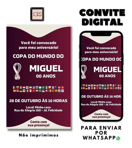 Fazer convite online convite digital Convite de aniversario para assistir  jogo copa do mundo