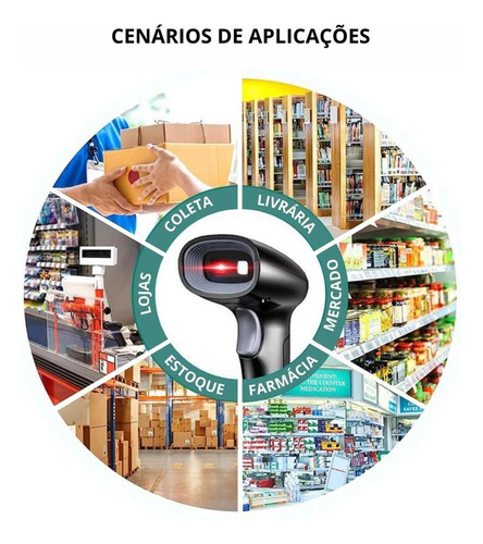 Leitor De Código De Barras Com Fio 2d Portátil Usb