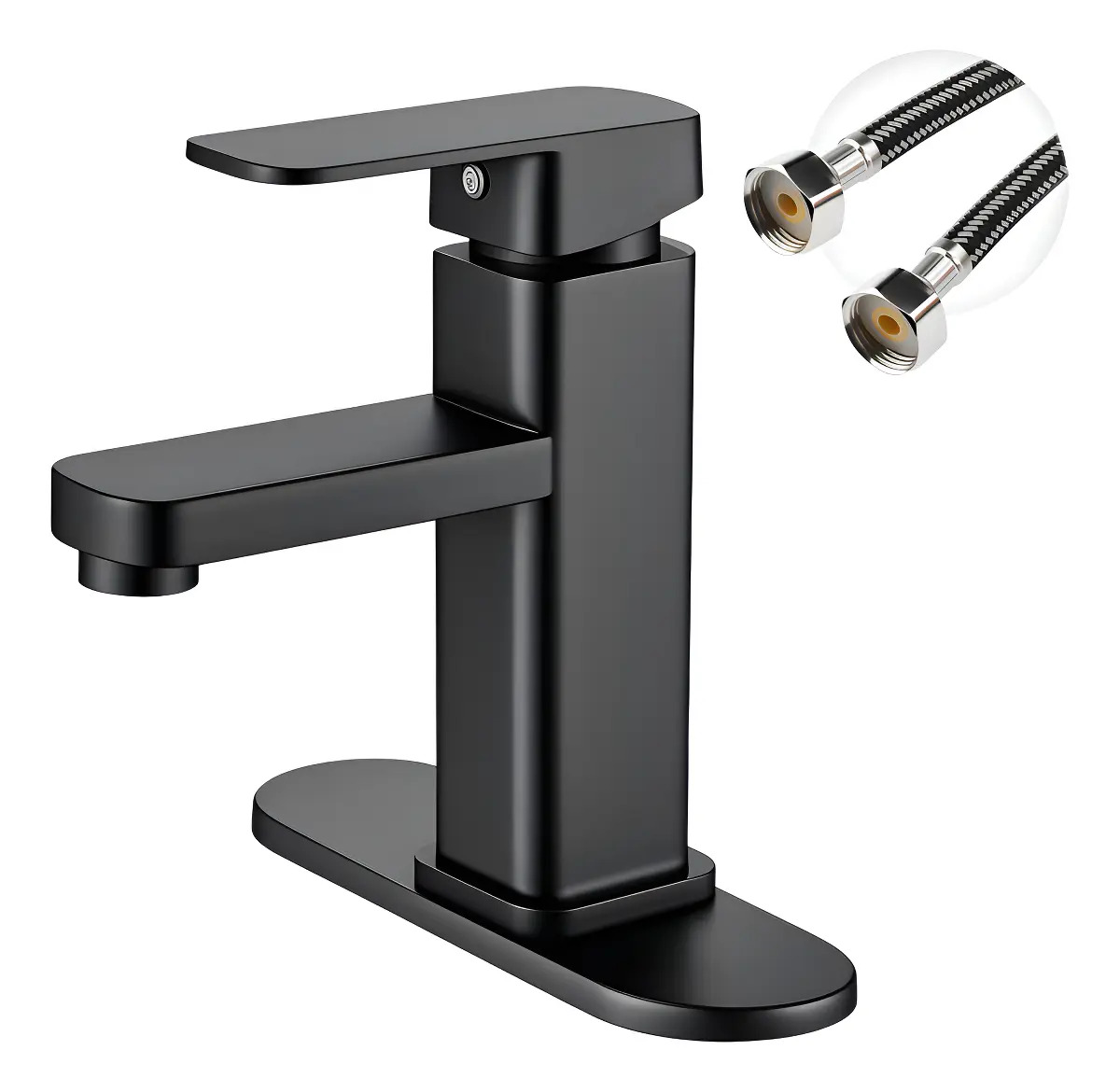 Monomando Negro Grifería de Baño MEESTORY Acero Inoxidable Agua Fría/Caliente