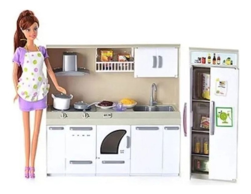 Set Juguete Muñeca Barbie Defa Lucy Cocina Con Luz Y Sonido