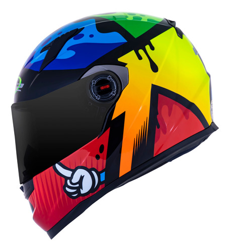 Capacete Ls2 Ff358 Masterpiece Preto Amarelo Azul Vermelho