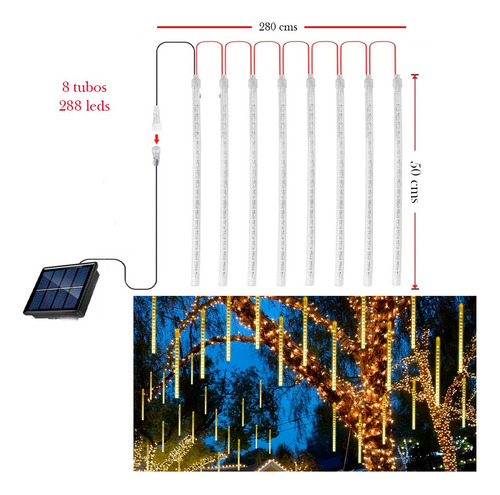 Instalación Navideña Lagrima Meteoro Led De Panel Solar