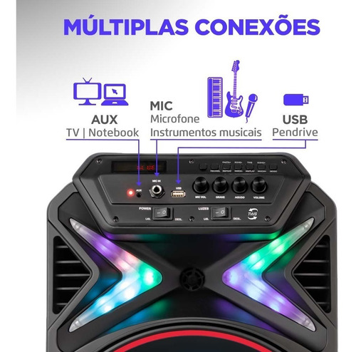 Caixa Amplificada Connect Lights Cm-400 Preta Mondial Bivolt Cor Preto 110V/220V