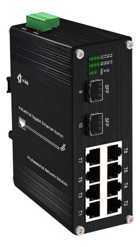 Conmutador Gigabit Ethernet Industrial De 8 Puertos Montaje 
