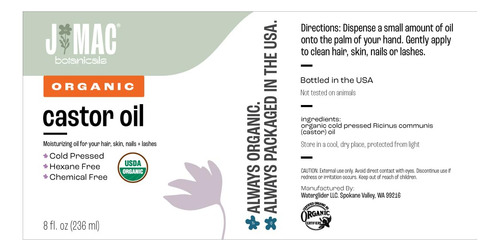 Aceite De Ricino J Mac Botanicals Prensado En Frío, 473 Ml,