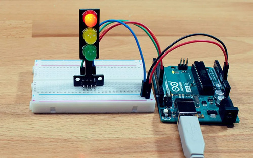 Arduino Protoboard Semáforo Led Control Tráfico Inteligente