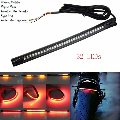 Tira Led Moto Stop Giros Posición Flexible 3m Cafe Racer