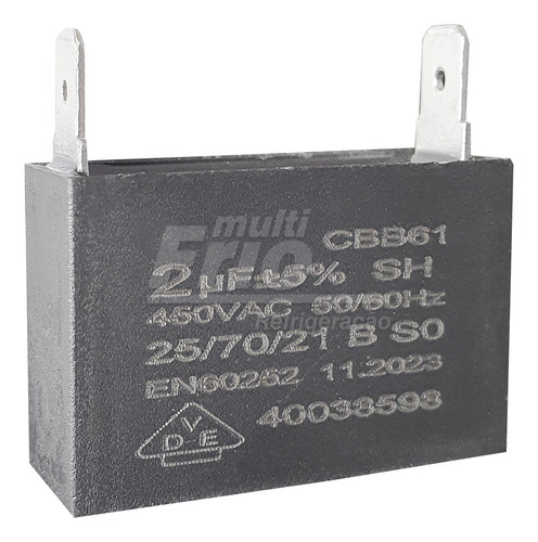 Capacitor 2uf 450v Quadrado 50 / 60 Hz