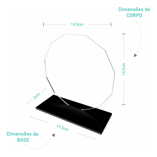 80 Trofeu Acrilico Cristal Sem Personalização Liso Diamante