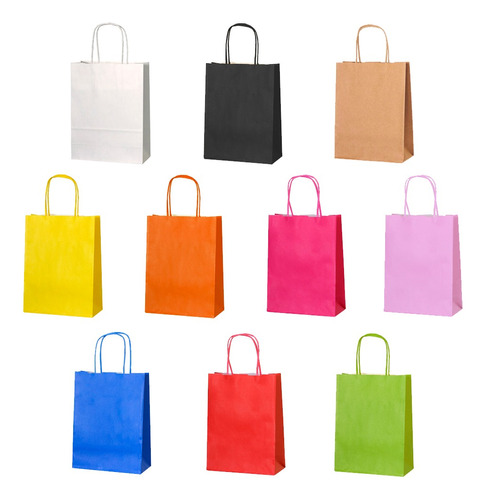 Pack 12 Bolsas Papel Colores Surtidos 21x15x8cm 