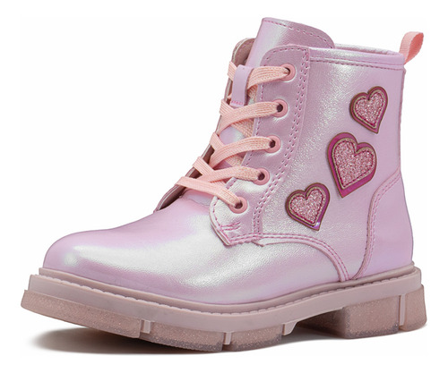 Bota Bambino Para Niña Antiderrapante Corazones Color Rosa