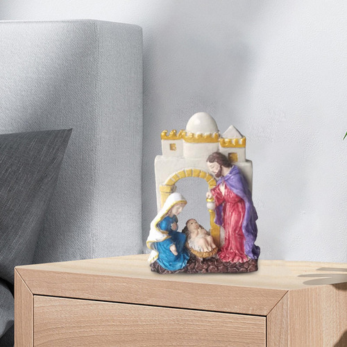 Estatuilla De Home Deor Joseph Jesus Mary Para 7cmx3.5cmx9cm