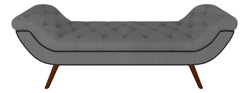 Kit Cabeceira Box Lisboa 140cm Com Puff Linho Cinza Escuro