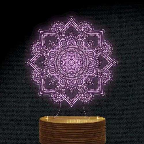 Lampara 3d Led Mandala Holograma Ilusion 7 Colores
