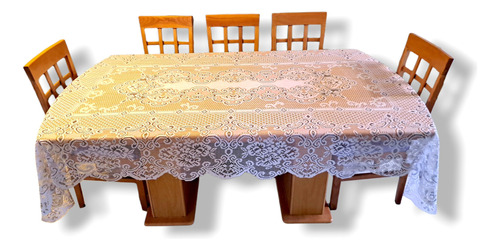 Mantel Rectangular Encaje Mesa Comedor Calado Floral