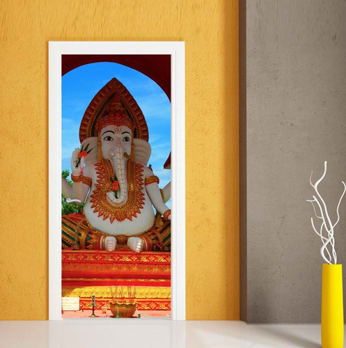 Vinilo Para Puerta Ganesh Elefante Dios Hindu M3