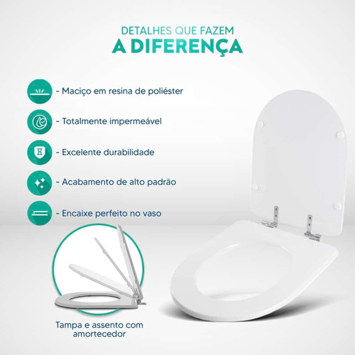 Assento Poliester Soft Close Carrara Branco Gelo P/ Deca