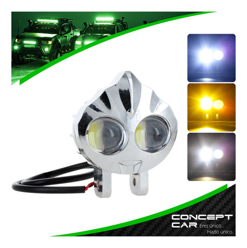 Faro Auxiliar Lupa Led Moto Cromado Flama Bicolor 12-24v F1