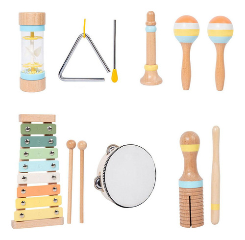 Crianças Instrumentos Musicais De Madeira 8 Unidades