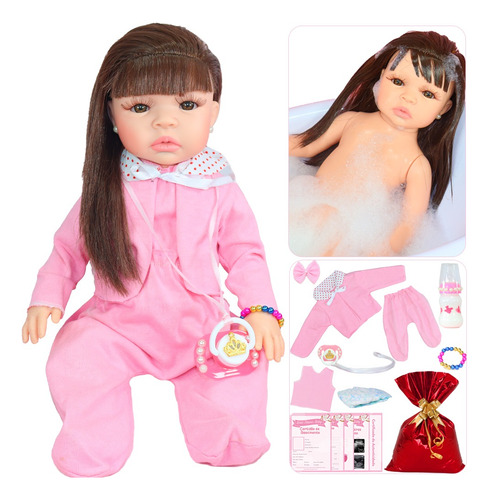 Boneca Bebê Reborn Baby Realista Silicone Menina Real Rosa