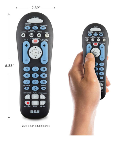 Rca Rcr313be Big Boton Three Universal Remote Devices,
