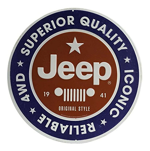 Open Road Brands Jeep Redondo Grabado En Relieve Metal Signo
