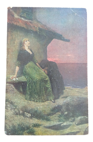 Pintura M. Ebersberger Mujer Sentada Viendo El Cielo 