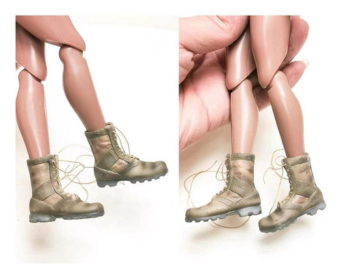 Botas De Trabajo Con Tacón Bajo Y Botines A Escala 1/6 Para
