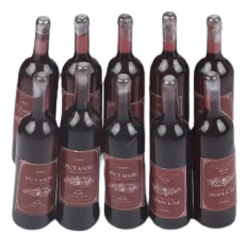 10 Mini Botellas De Vino ( Miniaturas) Casa De Muñecas