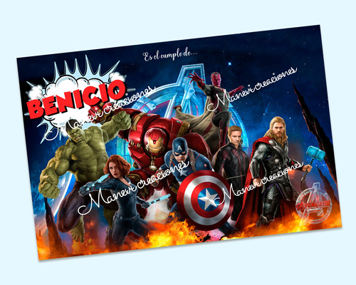 Banner Imprimible  Avengers Capitan, Hulk, Iron Man, Thor 