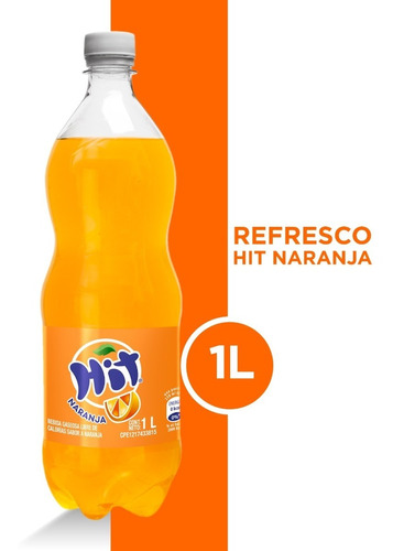 Refresco Hit Naranja Sin Calorías 1 Lt 2 Unidades