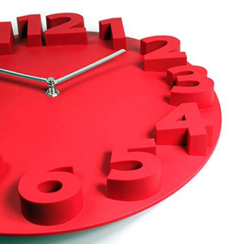 Reloj De Pared Silencioso Decorativo  Pvc 35cm Negro Rojo