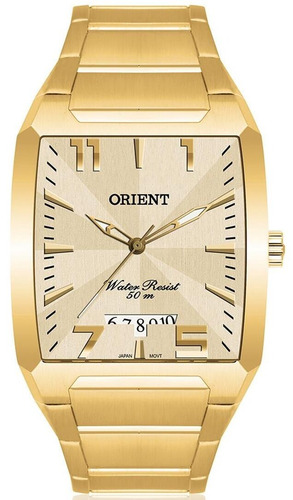 Relógio Orient Masculino Dourado Retangular - Ggss1007 C2kx