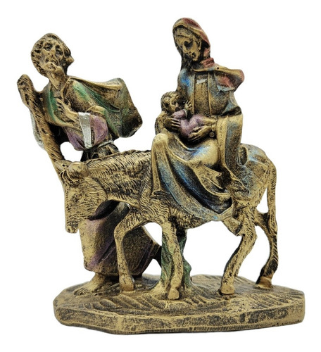 Figura La Huida Jesús, María Y José 12cm Dorado Dorado