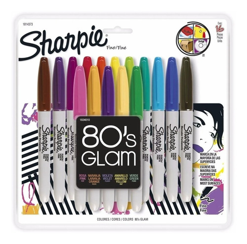 Marcadores Sharpie 80's Glam Edicion Limitada X16