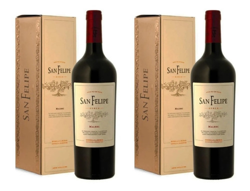 Estuche Vino San Felipe Roble Malbec X750cc X2