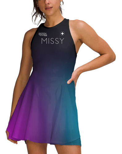 Vestido Beach Tennis C/ Shorts Retro Degrade Azul Roxo