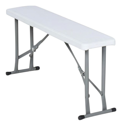Set 1 Mesa Y 2 Bancas Plegables Blanco Blanco