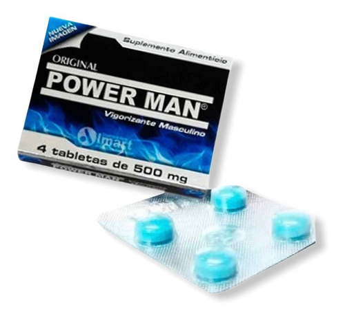 Power Man 4 Tabletas De 500 Mg Pastilla Azul Para Hombres