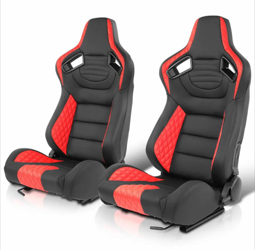 Asientos De Carreras Reclinables Vocho Rzr Tubular Rojos