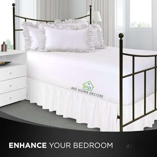 Faldón De Cama Queen Size Con Volantes - Faldón De Polvo