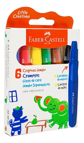 Crayones Jumbo Faber Castell Cremosos X 6 Colores